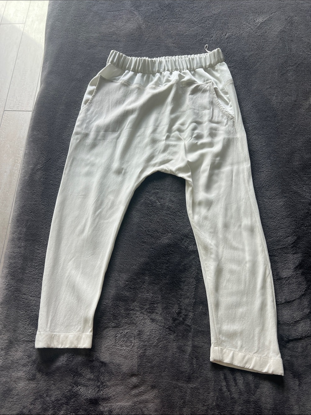 Zara White Elastic-Waist Cropped Jumpsuit